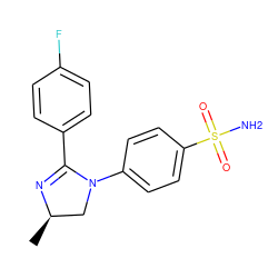 C[C@@H]1CN(c2ccc(S(N)(=O)=O)cc2)C(c2ccc(F)cc2)=N1 ZINC000299830718