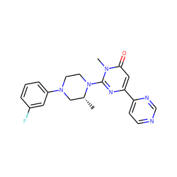 C[C@@H]1CN(c2cccc(F)c2)CCN1c1nc(-c2ccncn2)cc(=O)n1C ZINC000114419286