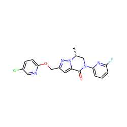 C[C@@H]1CN(c2cccc(F)n2)C(=O)c2cc(COc3ccc(Cl)cn3)nn21 ZINC000473084304