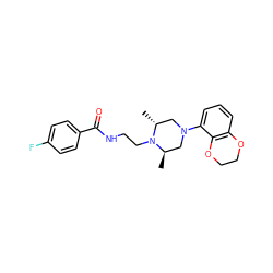 C[C@@H]1CN(c2cccc3c2OCCO3)C[C@@H](C)N1CCNC(=O)c1ccc(F)cc1 ZINC000013760900