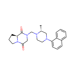 C[C@@H]1CN(c2cccc3ccccc23)CCN1CN1CC(=O)N2CCC[C@H]2C1=O ZINC000013642285