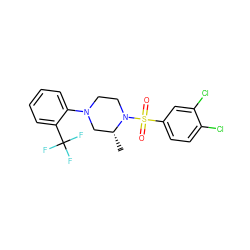 C[C@@H]1CN(c2ccccc2C(F)(F)F)CCN1S(=O)(=O)c1ccc(Cl)c(Cl)c1 ZINC000040829631