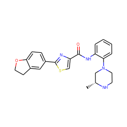 C[C@@H]1CN(c2ccccc2NC(=O)c2csc(-c3ccc4c(c3)CCO4)n2)CCN1 ZINC000084728808