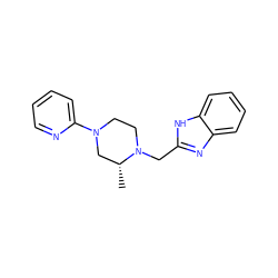 C[C@@H]1CN(c2ccccn2)CCN1Cc1nc2ccccc2[nH]1 ZINC000013581161