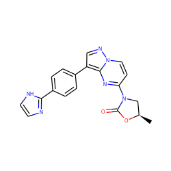 C[C@@H]1CN(c2ccn3ncc(-c4ccc(-c5ncc[nH]5)cc4)c3n2)C(=O)O1 ZINC000116184737