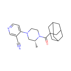 C[C@@H]1CN(c2ccncc2C#N)CCN1C(=O)C12CC3CC(CC(C3)C1)C2 ZINC000096272420