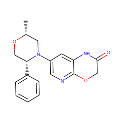 C[C@@H]1CN(c2cnc3c(c2)NC(=O)CO3)[C@H](c2ccccc2)CO1 ZINC000115884900