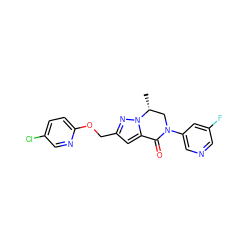 C[C@@H]1CN(c2cncc(F)c2)C(=O)c2cc(COc3ccc(Cl)cn3)nn21 ZINC000473084695