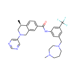 C[C@@H]1CN(c2cncnc2)Cc2cc(C(=O)Nc3cc(CN4CCCN(C)CC4)cc(C(F)(F)F)c3)ccc21 ZINC001772632718