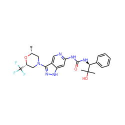 C[C@@H]1CN(c2n[nH]c3cc(NC(=O)N[C@@H](c4ccccc4)C(C)(C)O)ncc23)C[C@H](C(F)(F)F)O1 ZINC000210820792