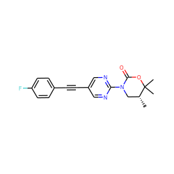 C[C@@H]1CN(c2ncc(C#Cc3ccc(F)cc3)cn2)C(=O)OC1(C)C ZINC000144602425