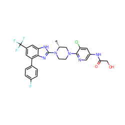 C[C@@H]1CN(c2ncc(NC(=O)CO)cc2Cl)CCN1c1nc2c(-c3ccc(F)cc3)cc(C(F)(F)F)cc2[nH]1 ZINC000038157611