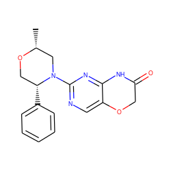 C[C@@H]1CN(c2ncc3c(n2)NC(=O)CO3)[C@H](c2ccccc2)CO1 ZINC000115888125