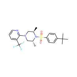 C[C@@H]1CN(c2ncccc2C(F)(F)F)C[C@@H](C)N1S(=O)(=O)c1ccc(C(C)(C)C)cc1 ZINC000029045611