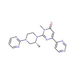 C[C@@H]1CN(c2ncccn2)CCN1c1nc(-c2ccncn2)cc(=O)n1C ZINC000199954869