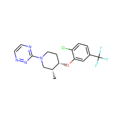 C[C@@H]1CN(c2nccnn2)CC[C@@H]1Oc1cc(C(F)(F)F)ccc1Cl ZINC000166279118