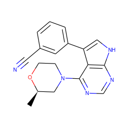 C[C@@H]1CN(c2ncnc3[nH]cc(-c4cccc(C#N)c4)c23)CCO1 ZINC000224888402