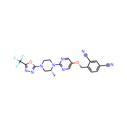 C[C@@H]1CN(c2nnc(C(F)(F)F)o2)CCN1c1ncc(OCc2ccc(C#N)cc2C#N)cn1 ZINC000299841020