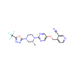 C[C@@H]1CN(c2nnc(C(F)(F)F)o2)CCN1c1ncc(OCc2ccncc2C#N)cn1 ZINC000169326838