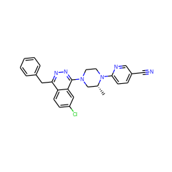 C[C@@H]1CN(c2nnc(Cc3ccccc3)c3ccc(Cl)cc23)CCN1c1ccc(C#N)cn1 ZINC000098208367