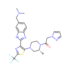 C[C@@H]1CN(c2sc(C(F)(F)F)nc2-c2nc3ccc(CN(C)C)cc3[nH]2)CCN1C(=O)Cn1cccn1 ZINC000143760838