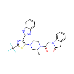 C[C@@H]1CN(c2sc(C(F)(F)F)nc2-c2nc3ccccc3[nH]2)CCN1C(=O)CN1C(=O)Cc2ccccc21 ZINC000143807644