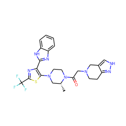 C[C@@H]1CN(c2sc(C(F)(F)F)nc2-c2nc3ccccc3[nH]2)CCN1C(=O)CN1CCc2n[nH]cc2C1 ZINC001772652910