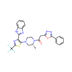 C[C@@H]1CN(c2sc(C(F)(F)F)nc2-c2nc3ccccc3[nH]2)CCN1C(=O)Cc1nnc(-c2ccccc2)o1 ZINC000143809146