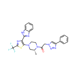 C[C@@H]1CN(c2sc(C(F)(F)F)nc2-c2nc3ccccc3[nH]2)CCN1C(=O)Cn1cc(-c2ccccc2)nn1 ZINC000143629661