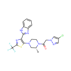 C[C@@H]1CN(c2sc(C(F)(F)F)nc2-c2nc3ccccc3[nH]2)CCN1C(=O)Cn1cc(Cl)cn1 ZINC001772618966