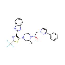 C[C@@H]1CN(c2sc(C(F)(F)F)nc2-c2nc3ccccc3[nH]2)CCN1C(=O)Cn1ccc(-c2ccccc2)n1 ZINC001772633724