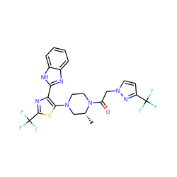 C[C@@H]1CN(c2sc(C(F)(F)F)nc2-c2nc3ccccc3[nH]2)CCN1C(=O)Cn1ccc(C(F)(F)F)n1 ZINC001772640139