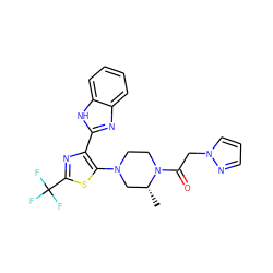 C[C@@H]1CN(c2sc(C(F)(F)F)nc2-c2nc3ccccc3[nH]2)CCN1C(=O)Cn1cccn1 ZINC001772638073