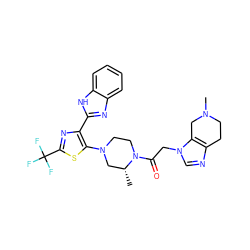 C[C@@H]1CN(c2sc(C(F)(F)F)nc2-c2nc3ccccc3[nH]2)CCN1C(=O)Cn1cnc2c1CN(C)CC2 ZINC001772585986