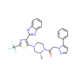 C[C@@H]1CN(c2sc(C(F)(F)F)nc2-c2nc3ccccc3[nH]2)CCN1C(=O)Cn1nccc1-c1ccccc1 ZINC001772600613