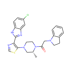 C[C@@H]1CN(c2scnc2-c2nc3cc(Cl)ccc3[nH]2)CCN1C(=O)CN1CCc2ccccc21 ZINC000143677046