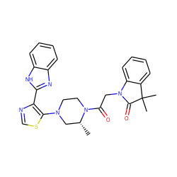 C[C@@H]1CN(c2scnc2-c2nc3ccccc3[nH]2)CCN1C(=O)CN1C(=O)C(C)(C)c2ccccc21 ZINC000143754398