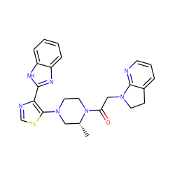 C[C@@H]1CN(c2scnc2-c2nc3ccccc3[nH]2)CCN1C(=O)CN1CCc2cccnc21 ZINC001772595706