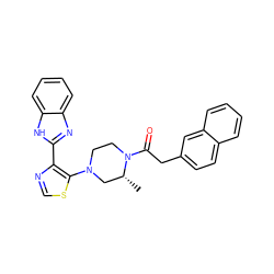 C[C@@H]1CN(c2scnc2-c2nc3ccccc3[nH]2)CCN1C(=O)Cc1ccc2ccccc2c1 ZINC000143750892