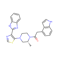 C[C@@H]1CN(c2scnc2-c2nc3ccccc3[nH]2)CCN1C(=O)Cc1cccc2[nH]ccc12 ZINC001772607127