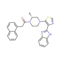 C[C@@H]1CN(c2scnc2-c2nc3ccccc3[nH]2)CCN1C(=O)Cc1cccc2ccccc12 ZINC001772631990