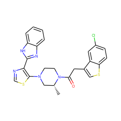 C[C@@H]1CN(c2scnc2-c2nc3ccccc3[nH]2)CCN1C(=O)Cc1csc2ccc(Cl)cc12 ZINC001772633886