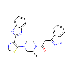 C[C@@H]1CN(c2scnc2-c2nc3ccccc3[nH]2)CCN1C(=O)Cc1n[nH]c2ccccc12 ZINC001772578729