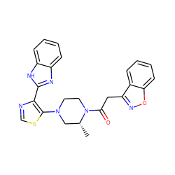 C[C@@H]1CN(c2scnc2-c2nc3ccccc3[nH]2)CCN1C(=O)Cc1noc2ccccc12 ZINC001772616582