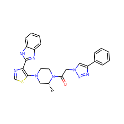 C[C@@H]1CN(c2scnc2-c2nc3ccccc3[nH]2)CCN1C(=O)Cn1cc(-c2ccccc2)nn1 ZINC000143783446