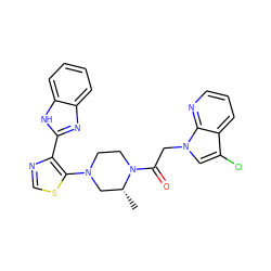 C[C@@H]1CN(c2scnc2-c2nc3ccccc3[nH]2)CCN1C(=O)Cn1cc(Cl)c2cccnc21 ZINC000143795798