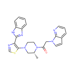 C[C@@H]1CN(c2scnc2-c2nc3ccccc3[nH]2)CCN1C(=O)Cn1ccc2cccnc21 ZINC000143810190