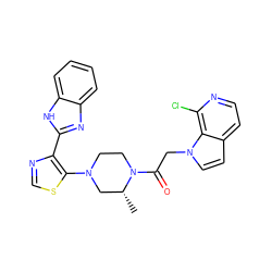 C[C@@H]1CN(c2scnc2-c2nc3ccccc3[nH]2)CCN1C(=O)Cn1ccc2ccnc(Cl)c21 ZINC000143725931