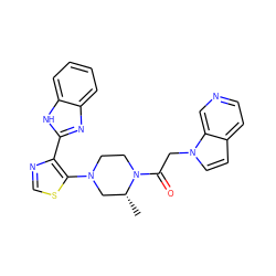 C[C@@H]1CN(c2scnc2-c2nc3ccccc3[nH]2)CCN1C(=O)Cn1ccc2ccncc21 ZINC001772645279