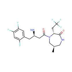 C[C@@H]1CNC(=O)[C@@H](CC(F)(F)F)N(C(=O)C[C@H](N)Cc2cc(F)c(F)cc2F)C1 ZINC000014958913